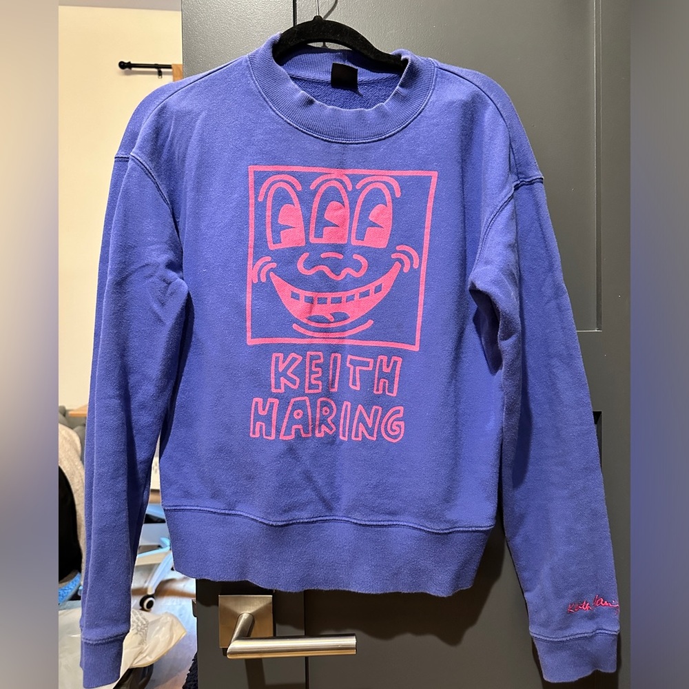 Purple / Pink Keith Haring Crew Neck Sweater (Uniqlo)
